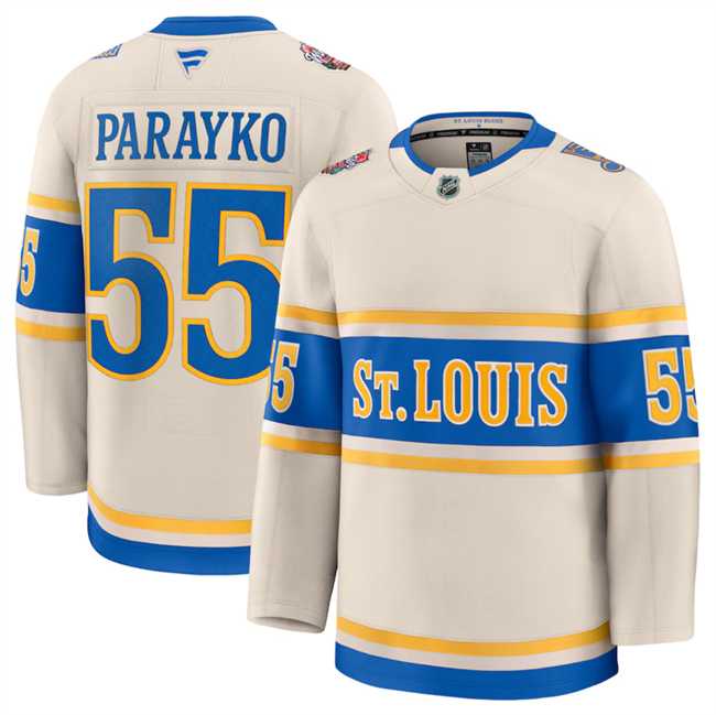 Men%27s St. Louis Blues #55 Colton Parayko Cream 2024-25 Winter Classic Stitched Hockey Jersey Dzhi